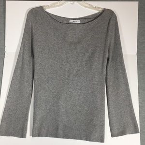 ZARA KNIT Comfy Cozy Crisscross Open Back Rib Knit Sweater with Bell Sleeves